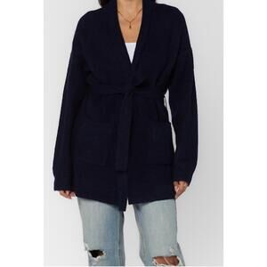 NEW VELVET HEART landon wrap style cardigan in navy